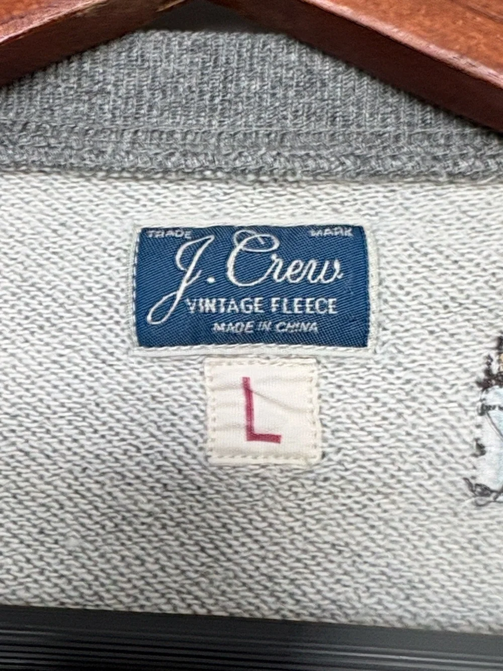 J.CREW VINTAGE FLEECE GREY EMBROIDERED LIGHTHOUSE CREWNECK SWEATSHIRT MENS LARGE